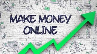 “Make Money Online concept with green upward arrow symbolizing income growth, digital earning, and online business opportunities — representation of passive income, freelancing, and online entrepreneurship.”