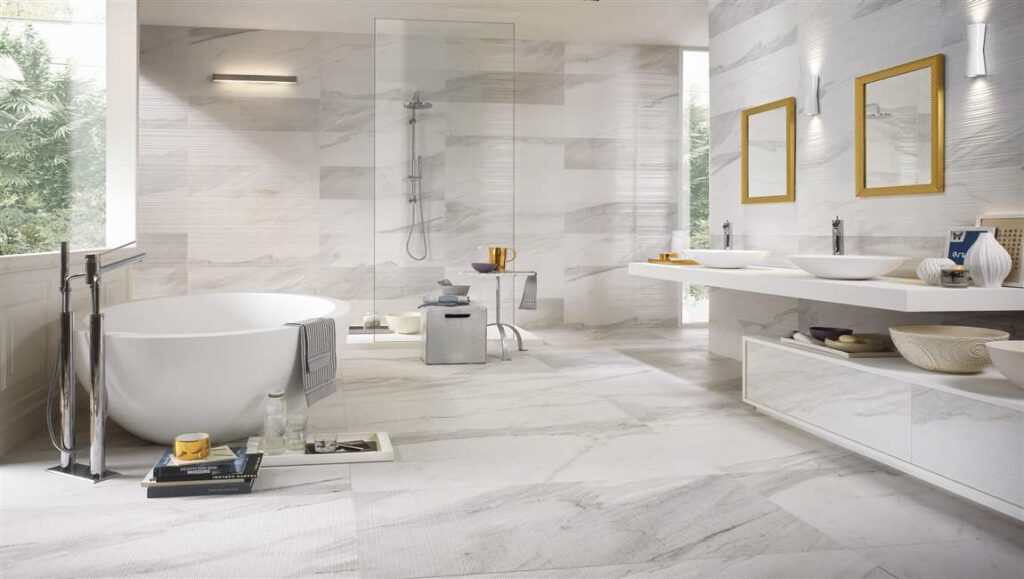 Morning Habits Clean bathroom with shower running