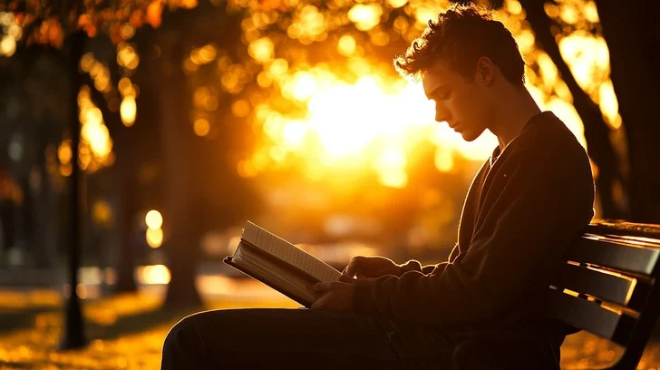 Morning Habit Person reading a book with sunlight